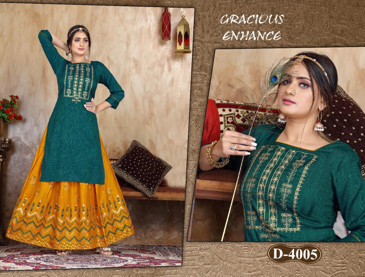 Trendy Sweet Pea Heavy Ethnic Wear Rayon Printed Kurti With Skirt Collection